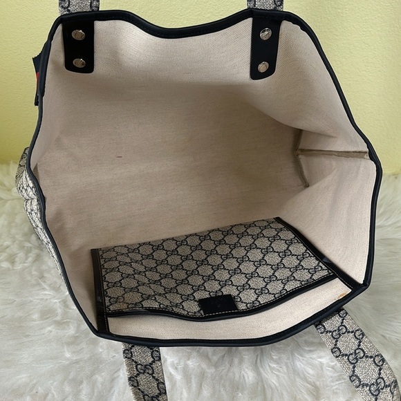 💯Authentic GUCCI GG Plus Monogram Medium Signature Web Loop Tote Navy🍀 - Picture 8 of 15